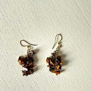 Rock Stone Dangly Amber Colored Earrings